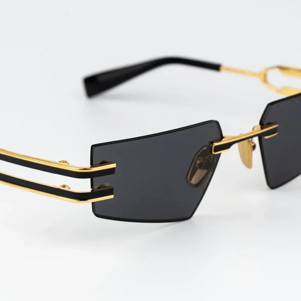 Balmain Women Sunglasses Titanium Gold Black Grey Geometric FIXE BPS-123A-54